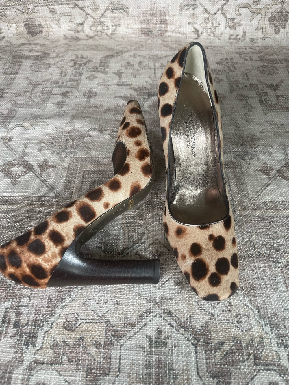 Dolce & Gabbana Y2K 2000’s Leopard Print Pony Chepardo Square Toe Heels